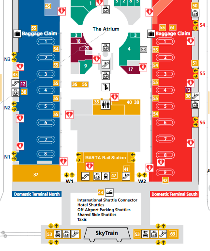 Atlanta Ga Airport International Terminal Map Map Of Atlantic Ocean Area