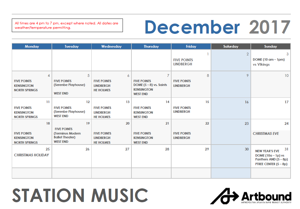 december live music schedule